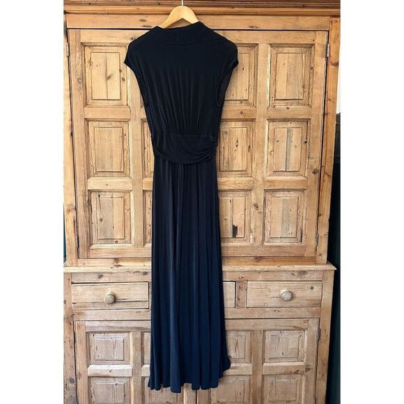 Maeve Anthropologie Small Dress Black Maxi V-Neck‎ Low Cut Cinching Slit - Picture 7 of 10